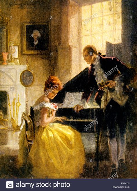 Download this stock image: 1770s 1771 THE PROPOSAL OF THOMAS JEFFERSON BY HERNDON JEFFERSON PLAYING VIOLIN MARTHA SKELTON PIANO ROMANCE LITERARY DIGEST - E8T4D5 from Alamy's library of millions of high resolution stock photos, illustrations and vectors. Martha Jefferson, Washington Map, Playing Violin, History Jokes, The Proposal, Poetry Art, History Projects, American Presidents, Thomas Jefferson