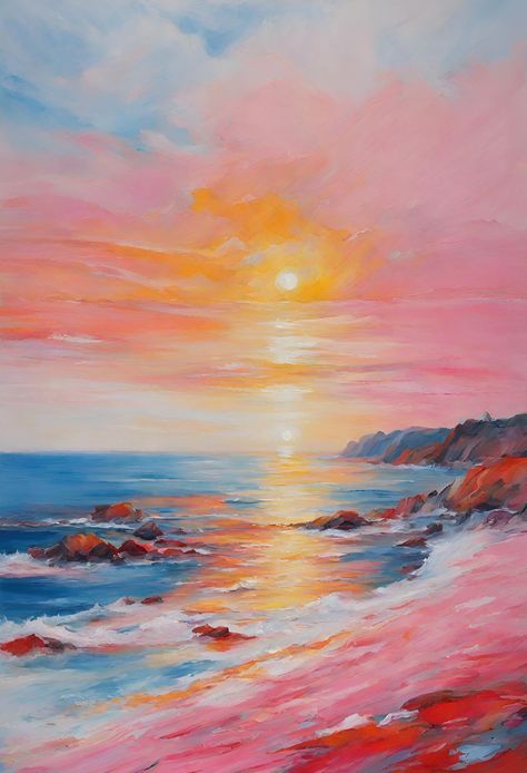 "Colourful Sunset - Beach - Acrylic Painting" by NILANJI PERERA. Paintings for Sale. Bluethumb - Online Art Gallery Sunrise Art Painting, Colourful Sunset, Beach Sunset Painting, Painting Colourful, Sunset Acrylic, Sunset Painting Acrylic, Abstract Sunset, Sunrise Painting, Sunrise Art