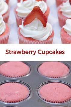 Homemade Strawberry Cupcakes, Strawberry Cupcakes Recipe, Moist Cupcake Recipes, Strawberry Cupcake Recipes, Homemade Cupcake Recipes, Berry Birthday, Strawberry Things, Homemade Sour Cream, Patty Cake