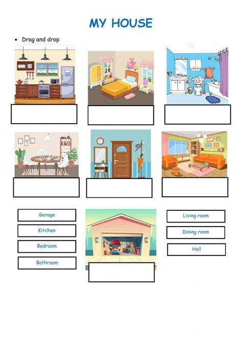 Rooms In The House Worksheets For Kids, Parts Of The House Worksheet For Kids, My Home Worksheet For Kids, My House Worksheet For Preschool, House Worksheets For Kids, Spacious House Plans, House Worksheet, House Vocabulary, Spacious House