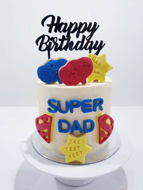 6inch choc and red velvet alternating cake layers with choc ganache & vanilla buttercream filling. Superdad Cake, Choc Ganache, Birthday Cheesecake, Dad Birthday Cakes, Buttercream Filling, Cake Layers, S Cake, Super Dad, Baked Goodies