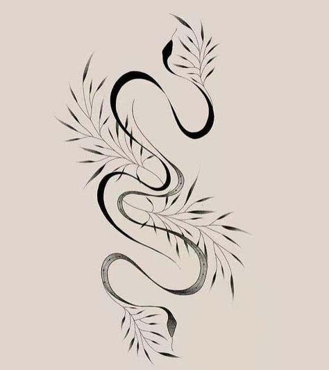 Snake On Vine Tattoo, Feminine Cobra Tattoo, Snake Vine Tattoo, Nagini Tattoo, Abstract Snake Tattoo, Delicate Snake Tattoo, Arm Snake Tattoo, Duality Tattoo Ideas, Snake Around Arm Tattoo