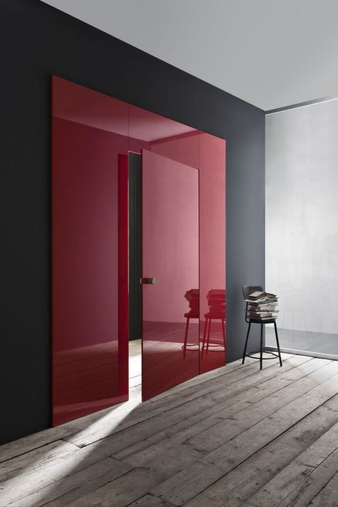 Copy This: Painting Geometries on Your Wall, or Floor - Improvised Life Architecture Renovation, Minimalist Dekor, Design Del Prodotto, Red Door, Closet Ideas, Interior Door, Minimalist Decor, Minimalist Home, 인테리어 디자인