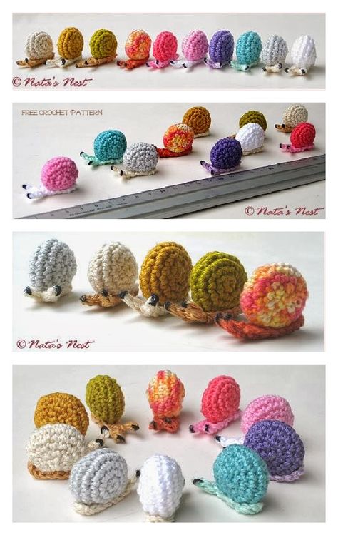 Mini Crochet Snail Free Pattern, Snail Bookmark Crochet, Crochet Small Snail Free Pattern, Micro Crochet Animals, Free Crochet Snail Patterns, Bug Amigurumi Free Pattern, Free Snail Crochet Pattern, Microcrochet Amigurumi, Micro Amigurumi Free Pattern