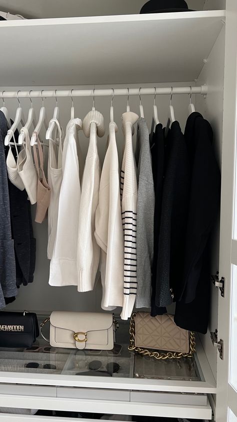 Clean Closet Aesthetic, Organized Closet Aesthetic, Closet Aesthetic Luxury, Clean Girl Closet, Aesthetic Closet Organization, Minimalistic Closet, Organised Wardrobe, Closet Minimalista, Organized Wardrobe