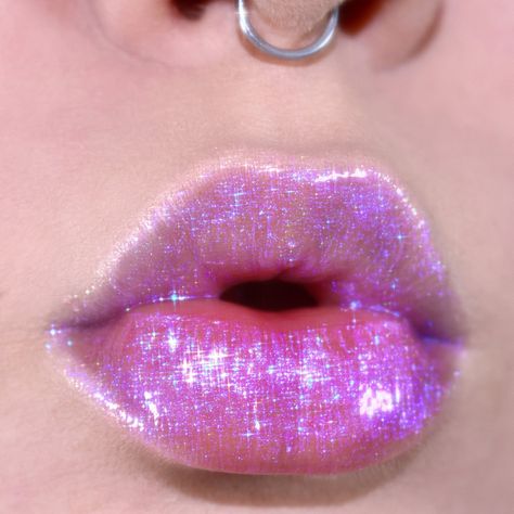 Flutter Lip Gloss - Ensley Reign Cosmetics Mermaid Lip Makeup, Cute Lip Ideas, Frosty Lips, Fun Lipstick, Gritty Texture, Twisted Tea, Eyeshadow Collection, Purple Lips, Loose Pigments