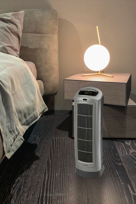 Space heaters are so cozy–they warm you quickly and can be safely kept nearby. The Lasko Oscillating Digital Ceramic Tower Heater pushes warmth throughout the room, and fits neatly into tight spaces and includes a multi-function remote for convenience. Finished Basement Bedroom, Ceramic Space, Best Space Heater, Room Heater, Basement Bedroom, Space Heaters, Ceramic Heater, Cozy Tops, Finished Basement