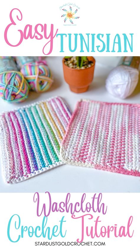 Tunisian Crochet Washcloth, Crochet Washcloth Free Pattern, Crochet Washcloth Free, Crochet Dish Cloth Free Pattern, Easy Tunisian Crochet, Pattern For Crochet, Dishcloth Patterns Free, Crochet Washcloth Pattern, Crochet Beginner