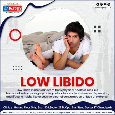 low libido in men can indeed be influenced by various factors, both physical and psychological. It's essential for individuals experiencing this to consider consulting with a healthcare professional to identify potential underlying causes and explore appropriate treatments or lifestyle changes. Taking care of one's overall health, including managing stress, maintaining a balanced diet, regular exercise, and getting adequate sleep, can also play a significant role in improving libido. Additi... Low Libido In Men, Sector 17, Bus Stand, Low Libido, Adequate Sleep, A Balanced Diet, Lifestyle Habits, Men's Health, Male Enhancement