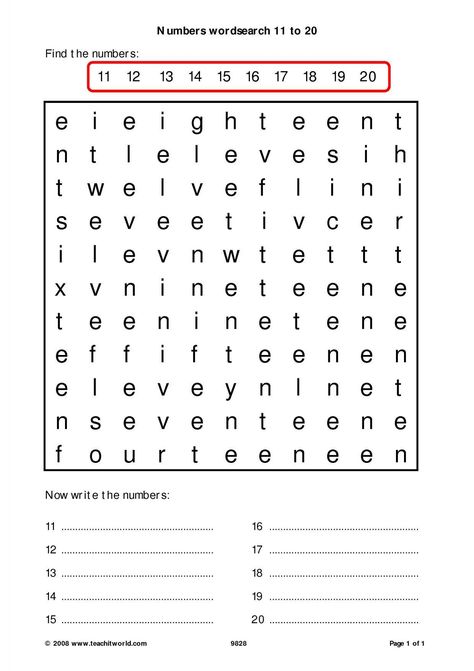 11 To 20 Number Names, Number Names 11 To 20 Worksheet, Number 11-20 Worksheets Free, Numbers To 20 Activities, Numbers From 1 To 20 Worksheets, 11-20 Number Worksheets, Numbers 1 20 Worksheets Free Printable, Numbers 11-20, Numbers Worksheets 1-20