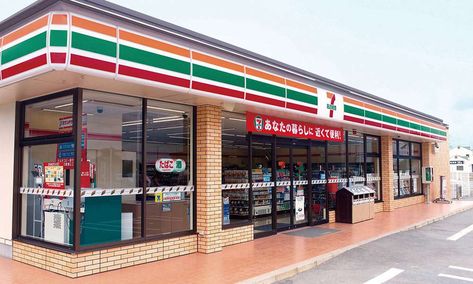 Japanese Grocery, Retail Facade, Seven Eleven, Retail Architecture, Grocery Store Design, Sign Board Design, Supermarket Design, Petrol Station, 7 Eleven