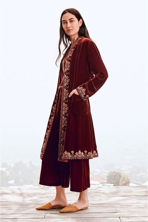 Page 3 | New Arrivals | Boho Clothing & Accessories | Johnny Was® Velvet Palazzo, Dabka Work, Boho Womens Clothing, Velvet Dress Designs, Trouser Suit, Palazzo Pant, Velvet Suit, Boho Jacket, Velvet Trousers