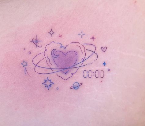 Pastel Heart Tattoo, Ascii Art Tattoo, Bts Heart Tattoo, Pink Ink Tattoo, Pink Tattoo Ink, Pastel Tattoo, Kpop Tattoos, Cute Simple Tattoos, Pink Tattoo