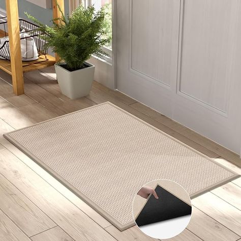 Amazon.com: Indoor Door Mat Rug Non Slip, Washable Entry Way Rug, Long Outdoor Waterproof, Entryway Front Rubber Entrance, Low Profile Doormat Beige : Home & Kitchen Entryway Mats Indoor, Inside Front Door, Jute Doormat, Indoor Mats, Dog Door Mat, Rubber Door Mat, Indoor Door Mat, Outdoor Doors, Entry Mats