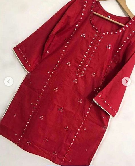 Mirror work Simple Mirror Work Kurti Design, Mirror Embroidery Designs For Kurtis, Mirror Work Neck Designs, Work Neck Designs, Work Dress Designs, Afghani Frock, Mirror Work Kurti Design, Mirror Work Kurti, Mirror Work Dress