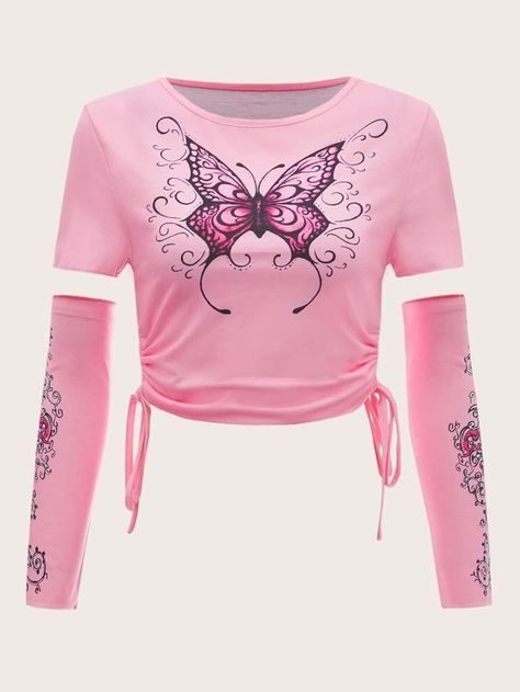 Pink Top Aesthetic, Butterfly Jeans, Dress Png, Top Aesthetic, Dark Skin Boys, Aesthetic Korean, Kids Summer Fashion, Butterfly Graphic, Upcycle Jeans