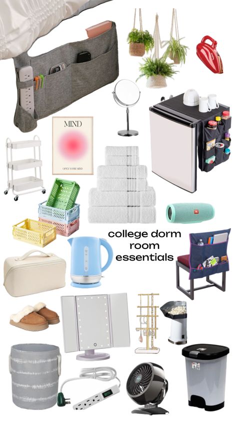 College Dorm List, Dorm Necessities, Dorm Room Necessities, Uni Dorm, College Dorm Checklist, University Rooms, College Dorm Room Inspiration, College Necessities, Dream Dorm Room