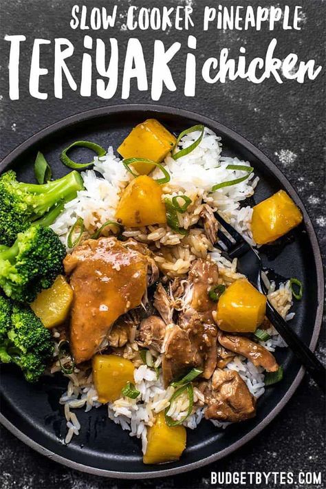 Slow Cooker Pineapple Teriyaki Chicken Chicken Recipes Chinese, Recipes Chinese Food, Pineapple Teriyaki Chicken, Pineapple Teriyaki, Recipes Chinese, Slow Cooker Teriyaki Chicken, Slow Cooker Teriyaki, Budget Bytes, Quick Dinners