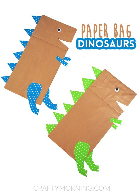 Paper Bag Dinosaur Craft (with Printable Template) - Crafty Morning Paper Bag Dinosaur, Dinosaur Crafts Preschool, Dino Craft, Dinosaur Template, Dinosaur Puppet, Dinosaur Craft, Paper Dinosaur, Child Activities, Crafty Morning