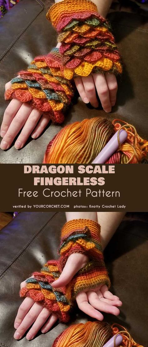 Dragon Scale Fingerless Free Crochet Pattern Crochet Gloves Free Pattern, Crochet Dragon Pattern, Fingerless Gloves Crochet Pattern, Glove Pattern, Hoodie Diy, Crochet Gloves Pattern, Confection Au Crochet, Gloves Pattern, Smink Inspiration