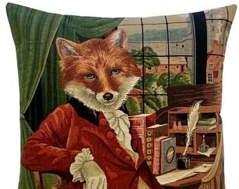 Animal Tapestry, Loom Tapestry, Fox Portrait, Fox Cushion, Fox Pillow, Art Fox, Fox Lover, Jacquard Loom, Fox Decor