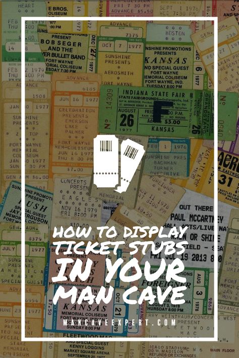 How to Display Ticket Stubs in Your Man Cave How To Display Concert Tickets, Display Ticket Stubs, Concert Ticket Stubs Display, Display Concert Tickets, Movie Ticket Display, Sports Tickets Display, Ticket Stub Ideas, Ticket Display Ideas, Ticket Stubs Display