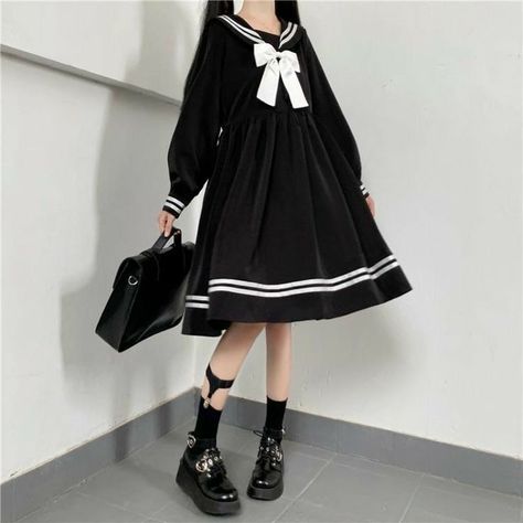 Japan Dress, School Uniform Dress, Lingerie Outfit Night, Japanese Uniform, Harajuku Fashion Street, Uniform Dress, Dark Style, Japanese Dress, School Dresses