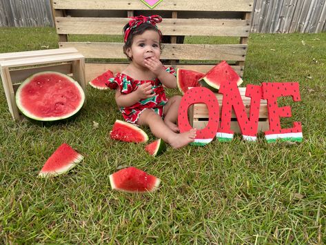 One In A Melon Photoshoot Ideas, One In A Melon Photoshoot, Watermelon Photoshoot, Watermelon First Birthday, Bday Pictures, Bday Photoshoot, Watermelon Baby, Birthday Photo Shoot, First Birthday Photo