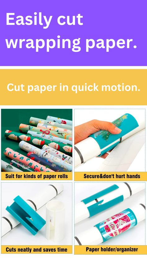 demonstrates how easy it is to cut your wrapping paper without any fuss in one quick motion. So easy... anyone can do it. Wrap A Gift, Wrap Presents, Easy Wrap, Wrapping Paper Christmas, Paper Christmas, Paper Rolls, Christmas Wrapping Paper, Christmas Wrapping, Paper Holder