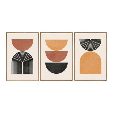 Orange, Ivory And Black Abstract Geo Framed Wall Art 3 Piece - World Market Wall Art 3 Piece, Hand Painted Frames, Contemporary Art Canvas, Hanging Artwork, Abstract Wall Decor, Black Abstract, Decoration Christmas, World Market, Framed Canvas Wall Art