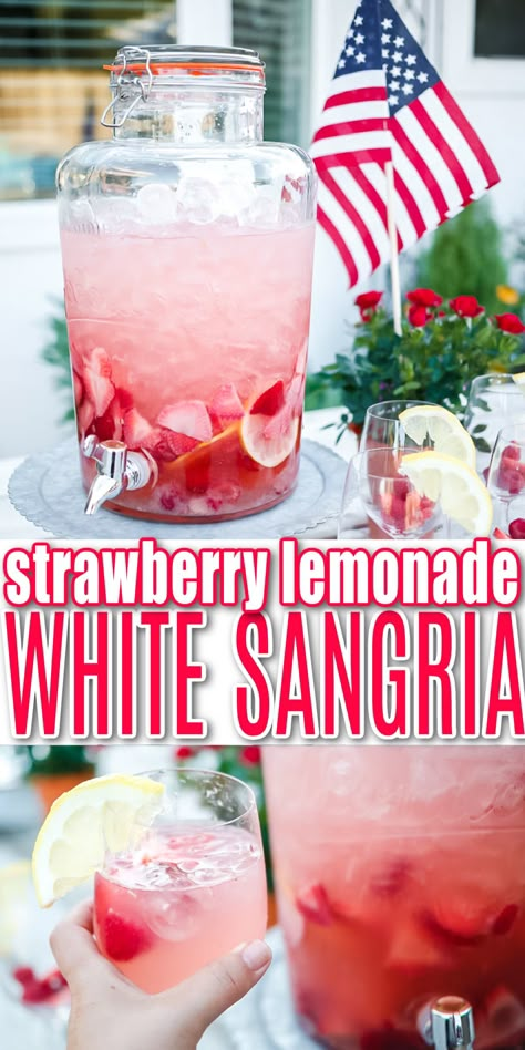 Liquor Ideas, Strawberry Lemonade Sangria, Lemonade Sangria, Summer Sangria Recipes, White Sangria Recipe, Strawberry Sangria, Raspberry Mojito, Fun Summer Drinks, Summer Drinks Alcohol