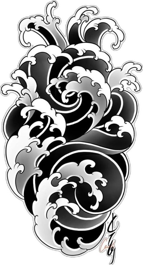 Japanese Water Tattoo, Japanese Tattoo Ideas, Japanese Wave Tattoos, Japanese Hand Tattoos, Tato Maori, Koi Tattoo Sleeve, Holy Trinity Tattoo, Traditional Japanese Tattoo, Trinity Tattoo