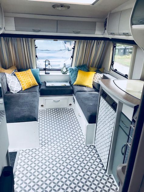 Caravan Interior Makeover, Airstream Decor, Hand Painted Murals, Vintage Caravan Interiors, Diy Caravan, Motorhome Interior, Rv Interior Remodel, Caravan Decor, Caravan Makeover