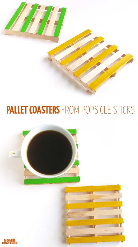 Pallet Coasters, Arts And Crafts For Teens, Diy Popsicle, Popsicle Crafts, Inexpensive Crafts, Crafts For Teens To Make, Arts And Crafts House, Popsicle Stick Crafts, Popsicle Stick