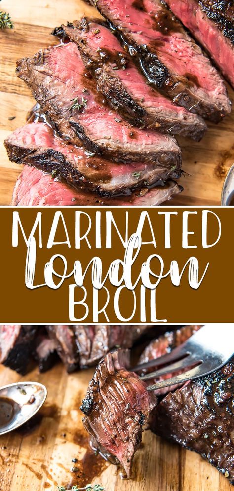 The secret to this insanely flavorful and tender Marinated London Broil is all in the timing! A day's worth of soaking in a simple balsamic & wine marinade rewards you with a delicious dinner that's versatile and ready in no time. Marinated London Broil, London Broil Marinade, Fruit Oatmeal, Wine Marinade, London Broil Recipes, Grill Dessert, Sugar Fruit, Spring Food, Meat Marinade