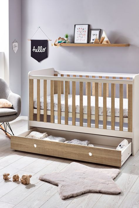 Nursery Cot Bedding, Bed Drawer, Baby Cot Bedding, Baby Room Inspiration, Cosy Spaces, Toddler Beds, Cot Bed, Dresser Sets, Baby Cot