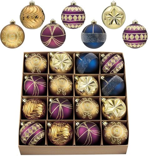 Amazon.com: Valery Madelyn Ornaments for Christmas Tree Decorations, 16ct Bronze Copper Gold and Purple Shatterproof Fall Christmas Tree Ornaments Set, 3.15 Inches Luxury Brown Hanging Ball Decor Bulk for Xmas : Home & Kitchen Fall Christmas Tree, Ornaments For Christmas Tree, Red Christmas Decor, Ornaments For Christmas, Gold And Purple, Gold Christmas Decorations, Easy Christmas Decorations, Christmas Kitchen Decor, Christmas Hanging Decorations