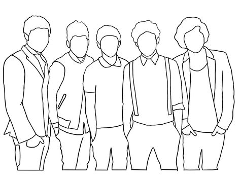 One Direction Outline, One Direction Line Drawing, One Direction Outline Drawing, One Direction Drawings Easy, One Direction Silhouette, One Direction Line Art, 1d Drawings, Eminem Drawing, One Direction Birthday