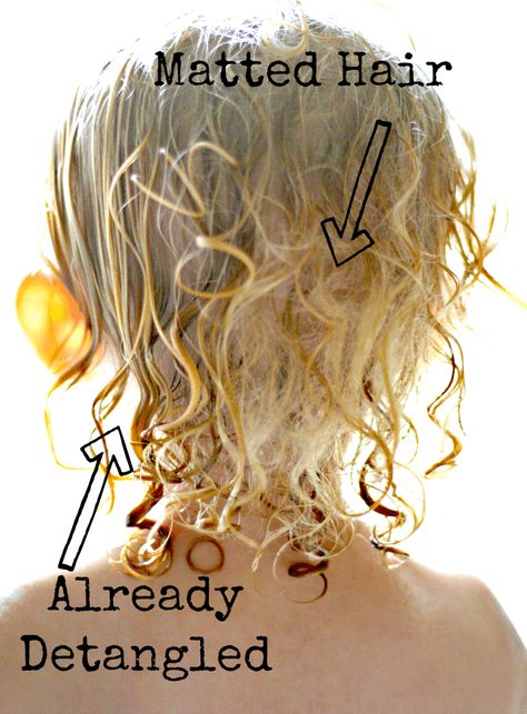 Matted Hair {Before & After} | ALLterNATIVElearning Detangle Matted Hair, Diy Hair Detangler, Detangle Curly Hair, Toddler Curly Hair, Detangling Natural Hair, Easy Professional Hairstyles, Kids Haircuts, Hair Recipes, Matted Hair