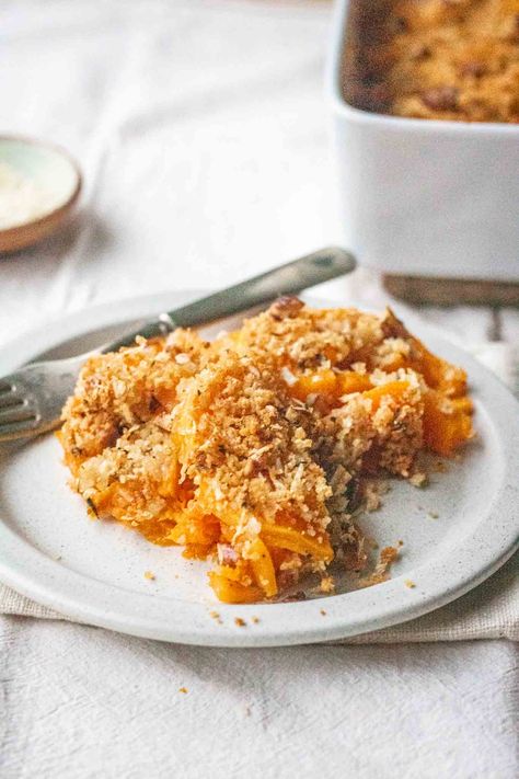 - We All Eat Together Squash Gratin, Butternut Squash Gratin, Pecan Crumble, Veggie Casserole, Eat Together, Holiday Feast, Roasted Butternut, Roasted Butternut Squash, Turkey Day