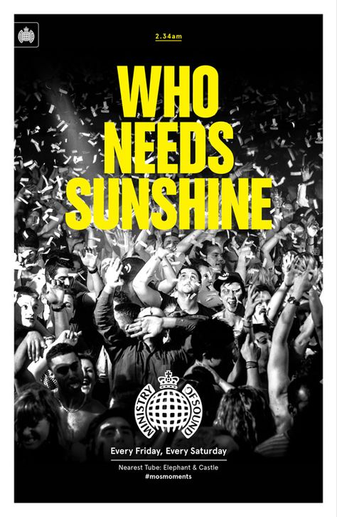 Ministry of Sound posters capture raw energy of clubbing | Posters | Creative Bloq Dance Party Poster Design, Club Promotion Poster, Nightclub Branding, Party Typography, Nightclub Poster, Work Event Ideas, Party Promotion, Club Posters, Underground Club