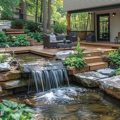 Outside Pond Ideas, Nail Salon Ideas Small Spaces, Salon Ideas Small Spaces, Home Nail Salon Ideas Small Spaces, Nail Salon Ideas, Outdoor Deck Ideas, Home Nail Salon Ideas, Pond Deck, Zen Retreat