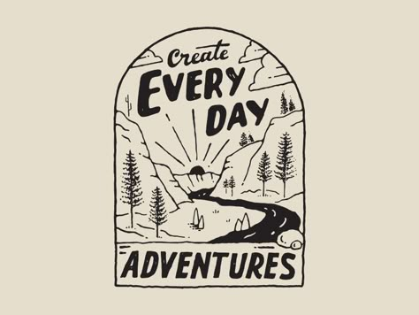 Outdoors Branding, Vintage Tshirt Design, T Shirt Illustration, Adventure Branding, Illustration Lettering, Adventure Logo, Merch Design, Kids Tees, Adventure Design