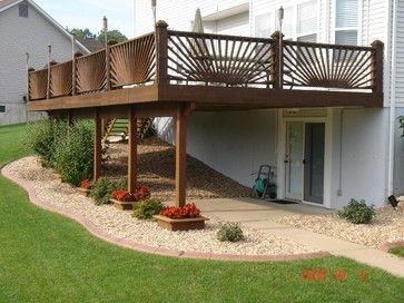 under deck landscaping | 39,056 Under the deck landscaping Home Design Photos Tall Decks, Under Deck Landscaping, Patio Under Decks, Deck Landscaping, Under Deck, Building A Porch, Under Decks, Peach Tree, Deck Designs