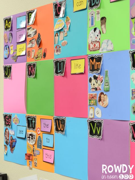 Word Wall - Rowdy in Room 300 Prek Word Wall Ideas, Preschool Word Walls, Word Wall Kindergarten, Classroom Learning Centers, Word Wall Displays, Environmental Print, Kindergarten Classroom Decor, Preschool Language, Prek Classroom