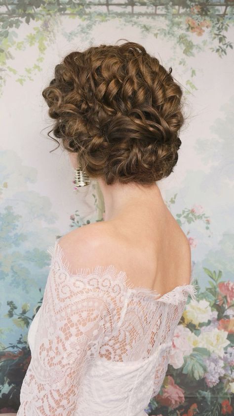 "Get Ready to Slay with 28 Irresistible Curly Hair Styles! Unlock the Secrets to Effortless Elegance. Click Now. Vintage Wedding Hair And Makeup, Long Wedding Hair Updo, Curly Updo Hairstyles For Wedding, Royalcore Hairstyles, Wedding Updo For Curly Hair, Fantasy Wedding Hair, Wedding Hair For Round Face, Curly Updo Wedding, Vintage Updo Wedding