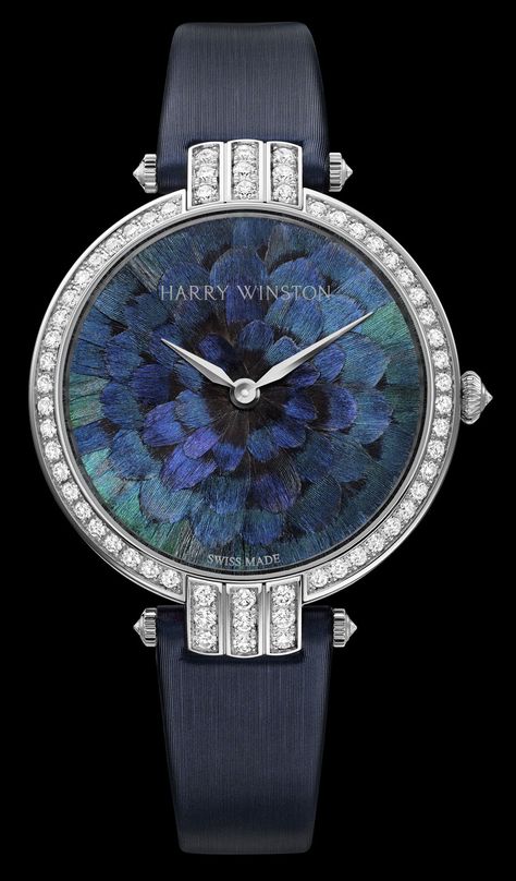 Harry Winston watch, with ring-necked pheasant feather dial, from the Premier Feathers collection Feather Ring, Harry Winston, Stylish Watches, Beautiful Watches, Women's Watch, Pheasant, Rolex Datejust, Watch Collection, Audemars Piguet