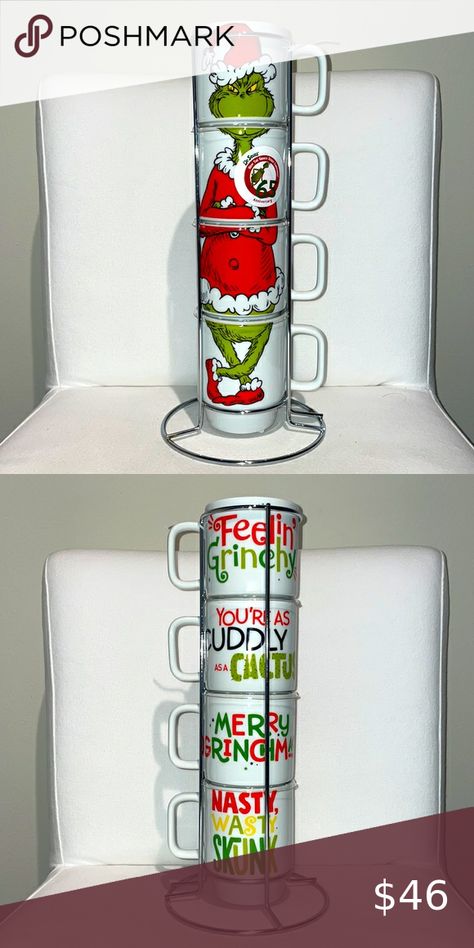 Grinch 65th Anniversary Stackable Mugs Cricut Stackable Mug Ideas, Stackable Mug Designs, Grinch Mug, Stackable Mugs, Mug Ideas, 65th Anniversary, Christmas Grinch, Sublimation Mugs, Cricut Explore