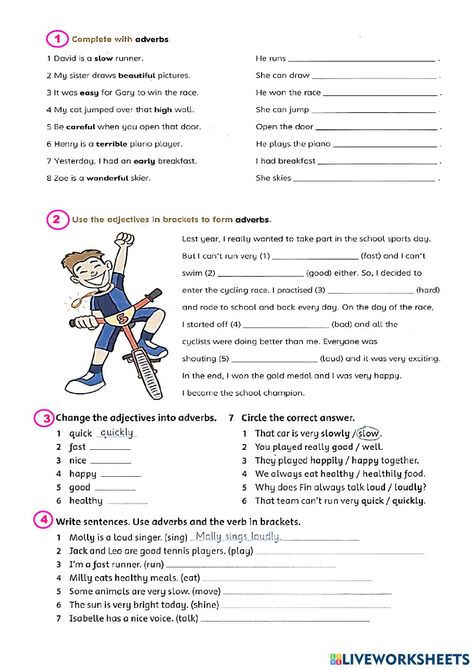 Manners Worksheet, Adverbs Lesson, Adverbs Of Manner, Adverb Activities, Manners Activities, Adverbs Worksheet, English Grammar Exercises, English Exercises, The Worksheet