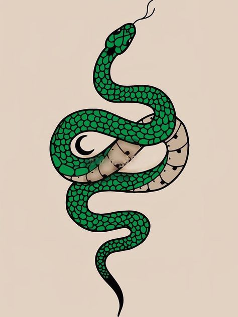 Slytherin Snake, Snake Painting, Snake Illustration, Harry Potter Painting, Drawing Line Art, Snake Drawing, Snake Tattoo Design, Witch Tattoo, Snake Lovers